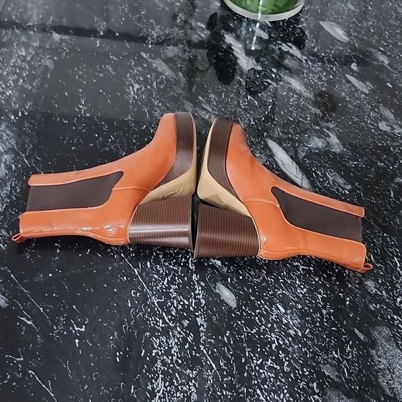 BRAND NEW CIRCUS BY SAM EDELMAN WOMEN'S BROWN  PATENT BLOCK HEEL ANKLE BOOTS G1 - Picture 10 of 15